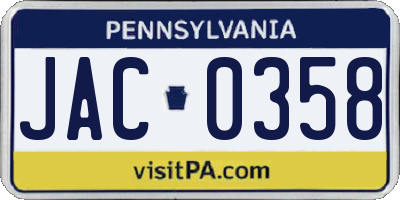 PA license plate JAC0358