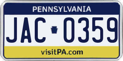 PA license plate JAC0359