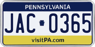 PA license plate JAC0365