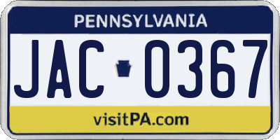 PA license plate JAC0367