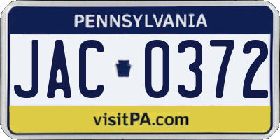 PA license plate JAC0372