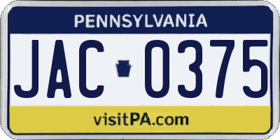 PA license plate JAC0375