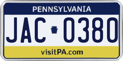 PA license plate JAC0380