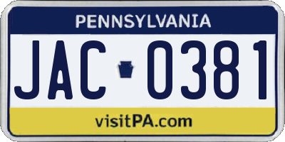 PA license plate JAC0381