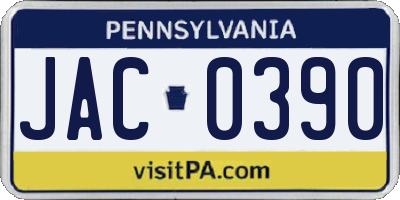 PA license plate JAC0390