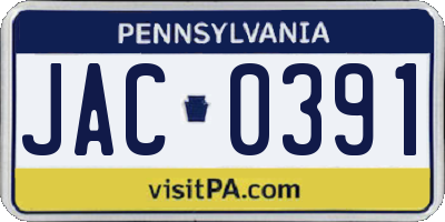 PA license plate JAC0391