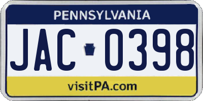 PA license plate JAC0398