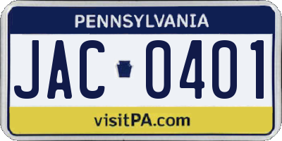 PA license plate JAC0401