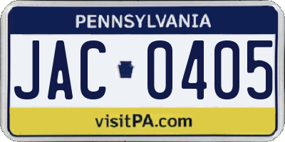 PA license plate JAC0405