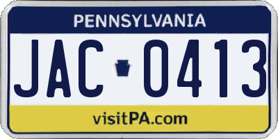 PA license plate JAC0413