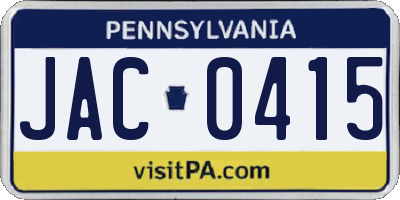 PA license plate JAC0415