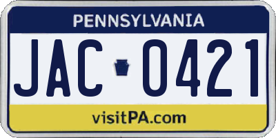 PA license plate JAC0421