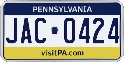 PA license plate JAC0424