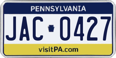 PA license plate JAC0427