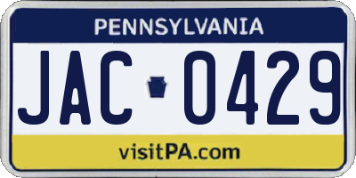 PA license plate JAC0429