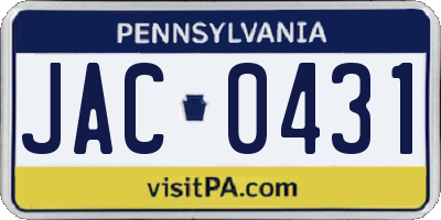 PA license plate JAC0431