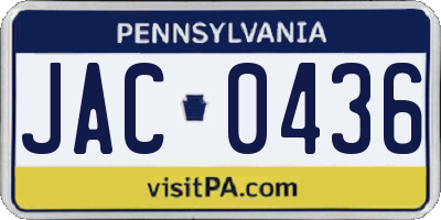 PA license plate JAC0436