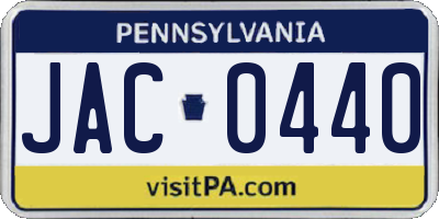 PA license plate JAC0440