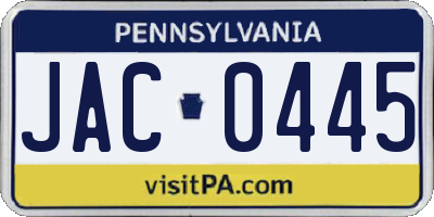 PA license plate JAC0445