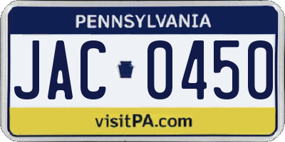 PA license plate JAC0450
