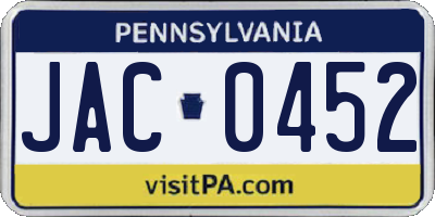 PA license plate JAC0452