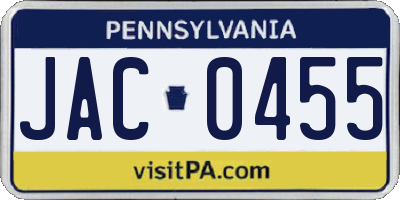 PA license plate JAC0455