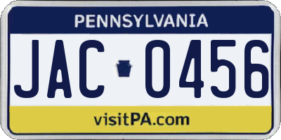 PA license plate JAC0456