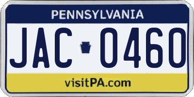 PA license plate JAC0460
