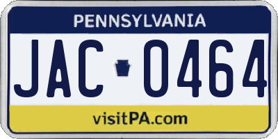 PA license plate JAC0464