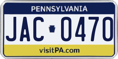 PA license plate JAC0470