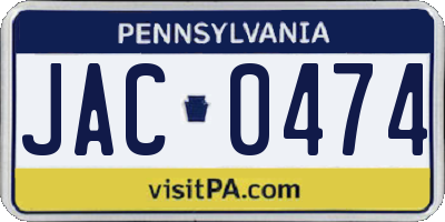 PA license plate JAC0474