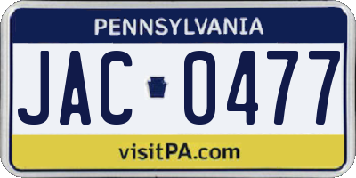 PA license plate JAC0477