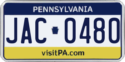 PA license plate JAC0480