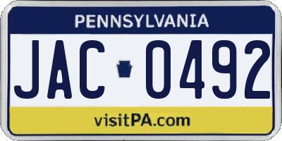 PA license plate JAC0492