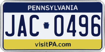 PA license plate JAC0496