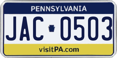 PA license plate JAC0503