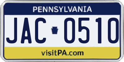 PA license plate JAC0510
