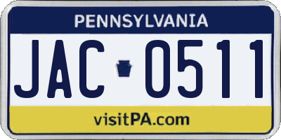 PA license plate JAC0511