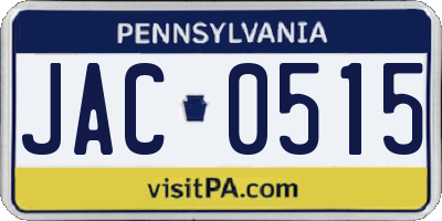 PA license plate JAC0515