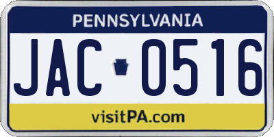 PA license plate JAC0516