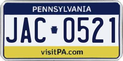 PA license plate JAC0521