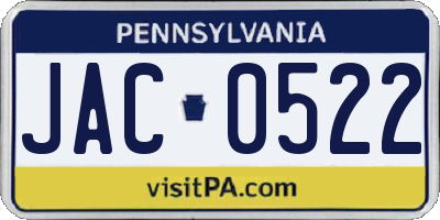 PA license plate JAC0522