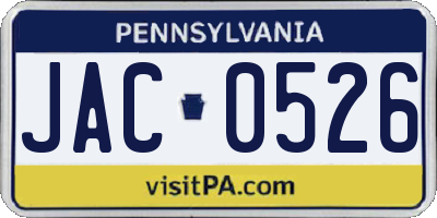 PA license plate JAC0526