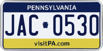 PA license plate JAC0530