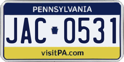 PA license plate JAC0531