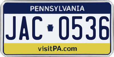 PA license plate JAC0536