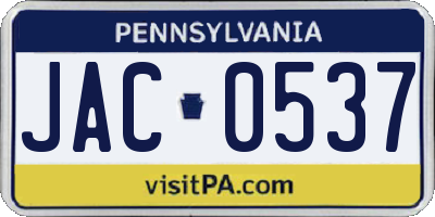 PA license plate JAC0537