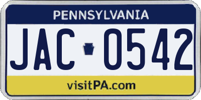 PA license plate JAC0542