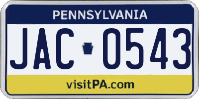 PA license plate JAC0543