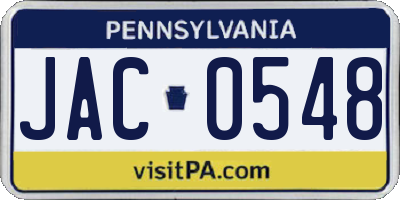 PA license plate JAC0548